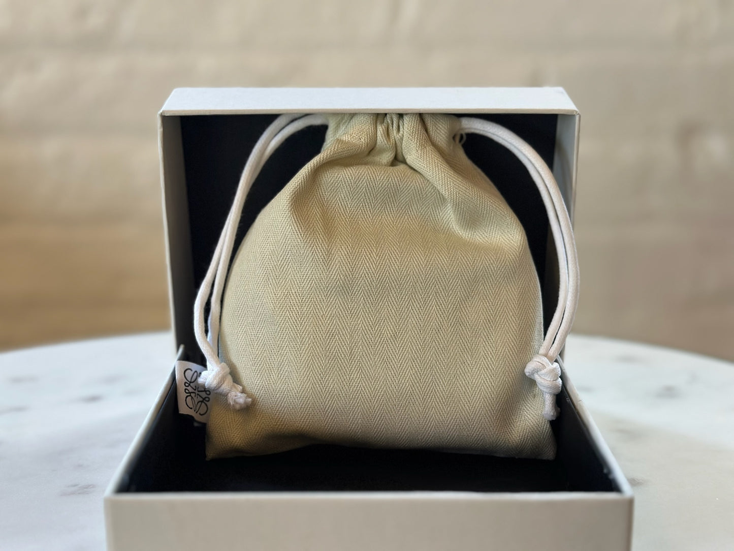 Loewe Graphic Buckle Leather Skinny Belt Oak Gold in Garment Bag and Box