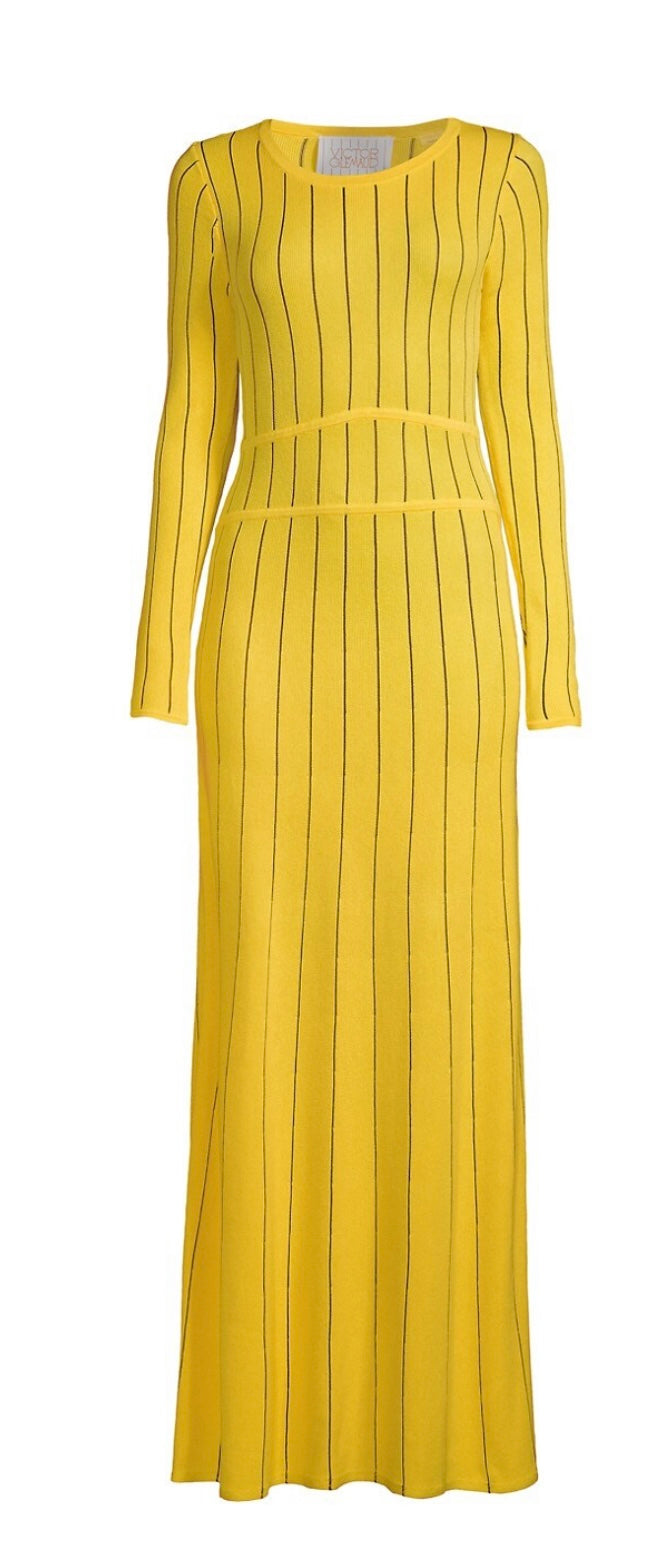 Victor Glemaud Yellow Pinstripe Dress Product Shot