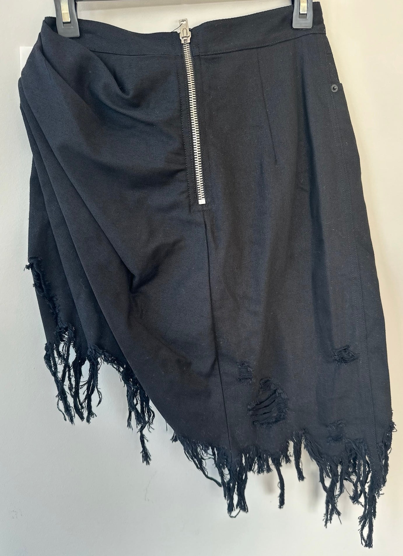 Alexander Wang Distressed Black Denim Frayed Skirt Back View