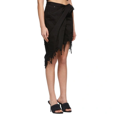 Alexander Wang Distressed Black Denim Frayed Skirt Product Shot on Model
