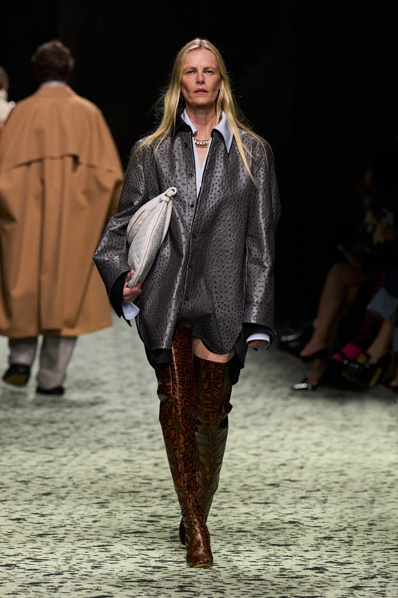 Bottega Veneta Canalazzo Brown Croc-Effect Over-The-Knee Boots Size 37 | Muse Boutique