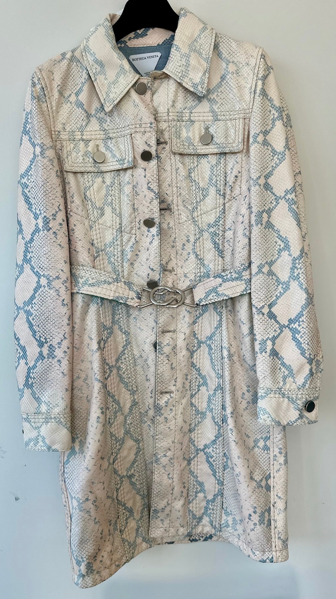 Bottega Veneta Python Denim Trench Belted