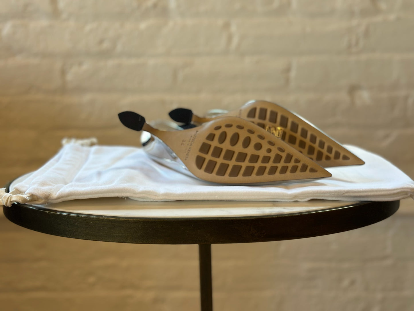 Bottega Veneta Silver Rocket Mules View of Soles