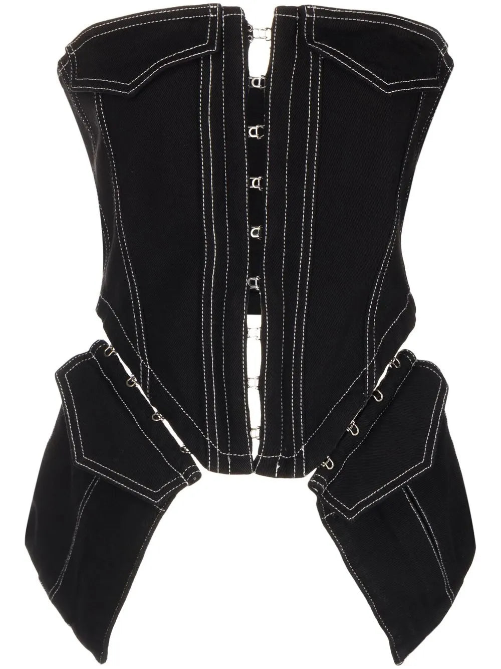 Dion Lee Black Denim Detachable Pocket Corset Bustier Product Shot