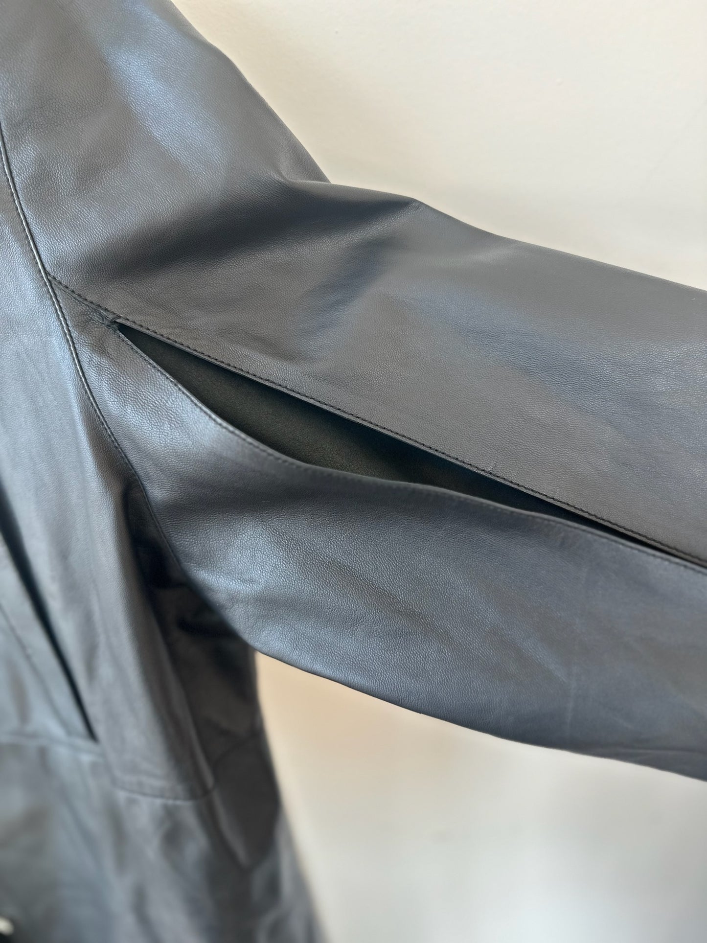 Loewe Asymmetric Leather Bib Panelled Shirtdress Zoom on Sleeve Detail