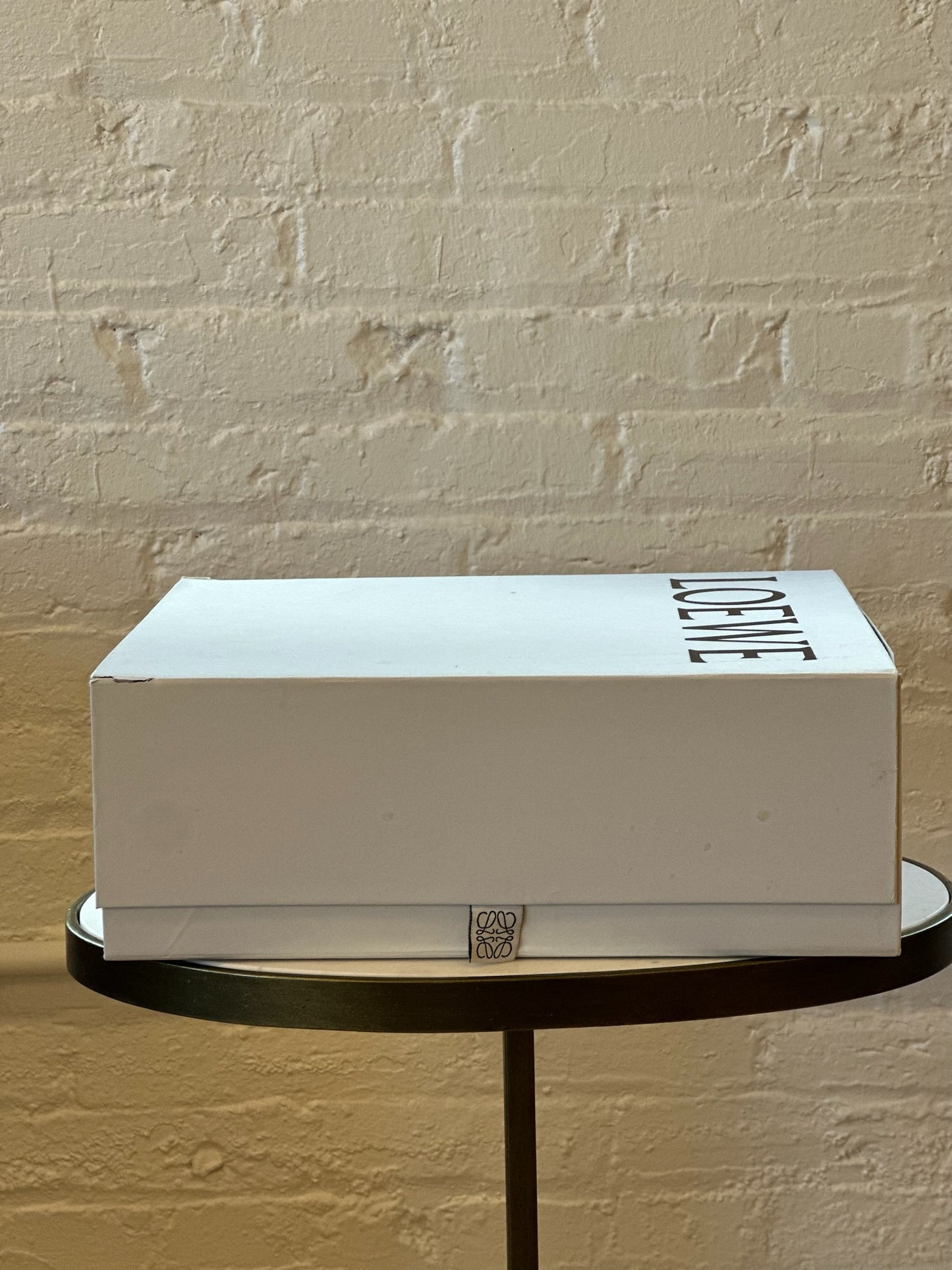 Loewe Dark Denim Foldover Boots Box on Stool