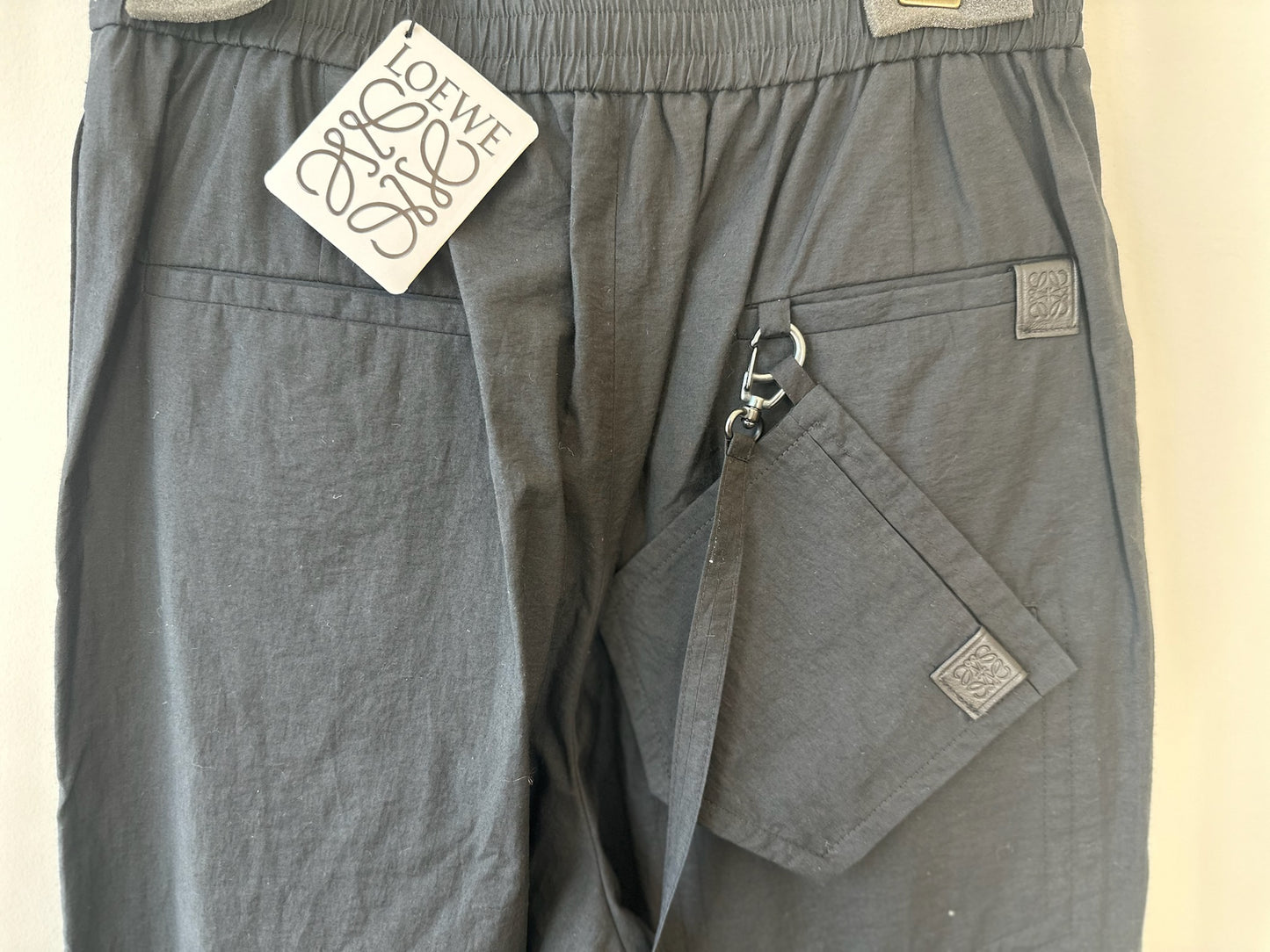 Loewe x Paula's Ibiza Black Cargo Trousers Back Pockets and Tag