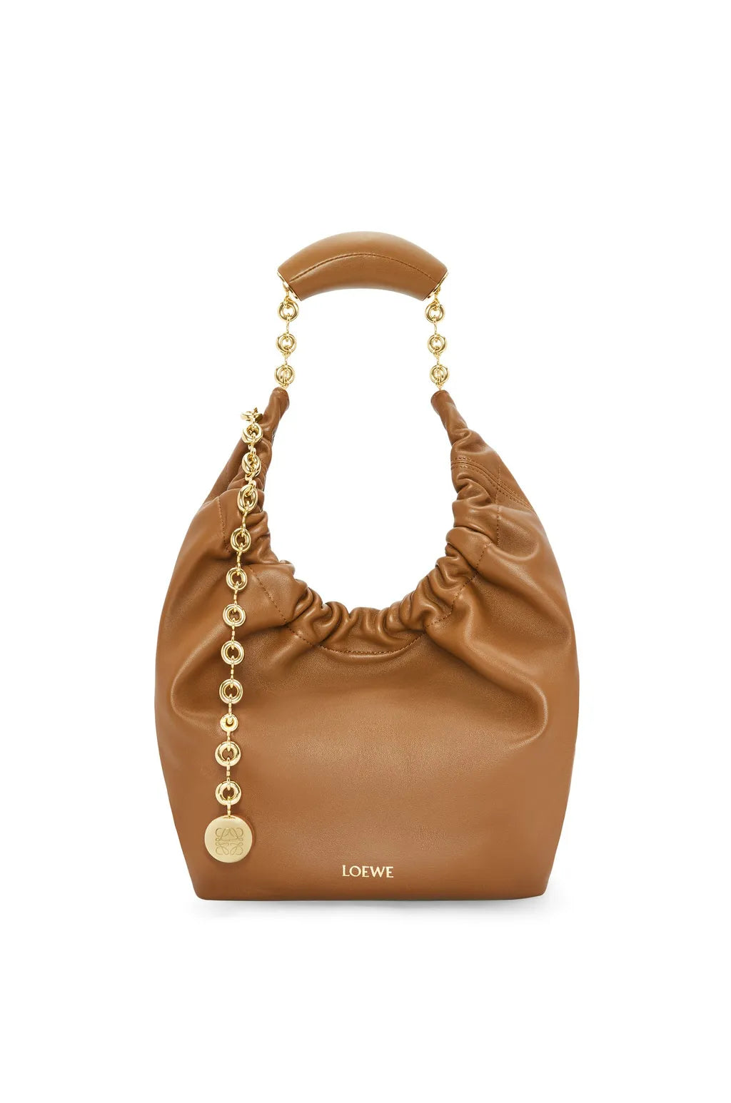Loewe Squeeze Bag Small Tan Oak Leather with Gold Hardware Product Shot