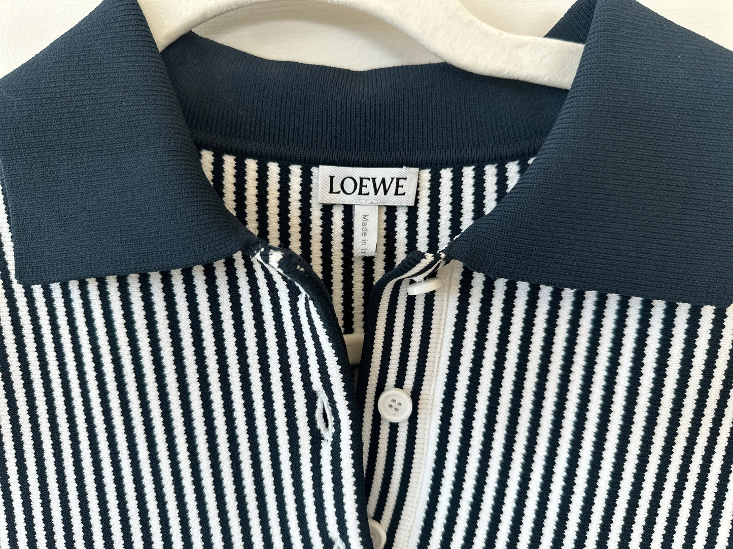 Loewe Striped Polo Babydoll Minidress Collar Detail