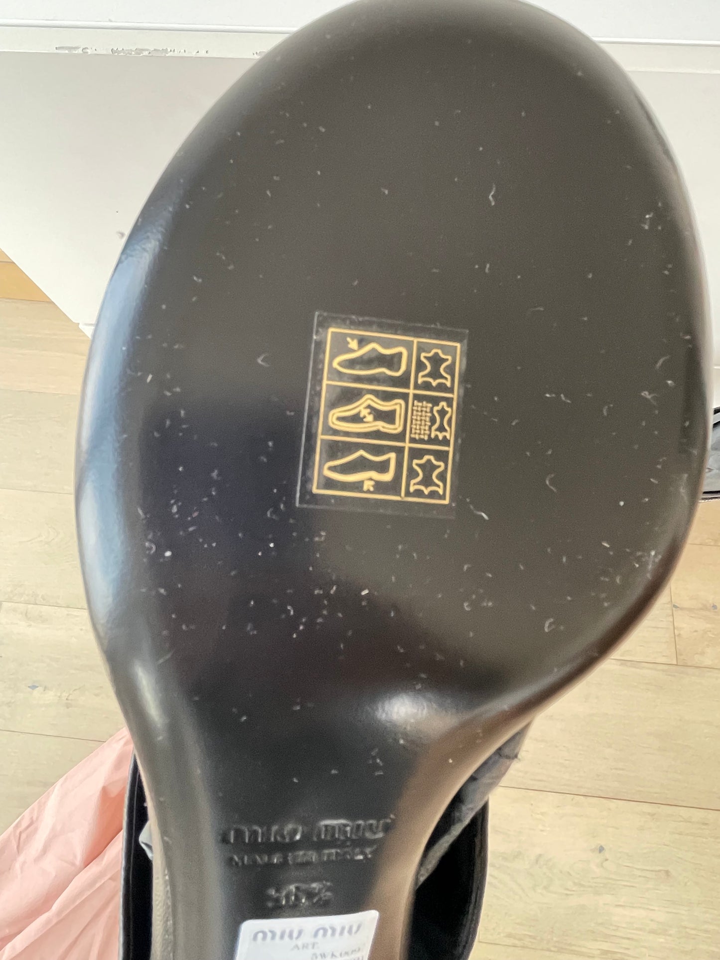 Miu Miu Black Leather Thong Boots Sole Close-up
