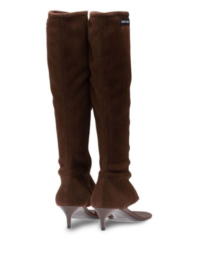 Miu Miu Brown Suede Thong Boots Product Shot Back View