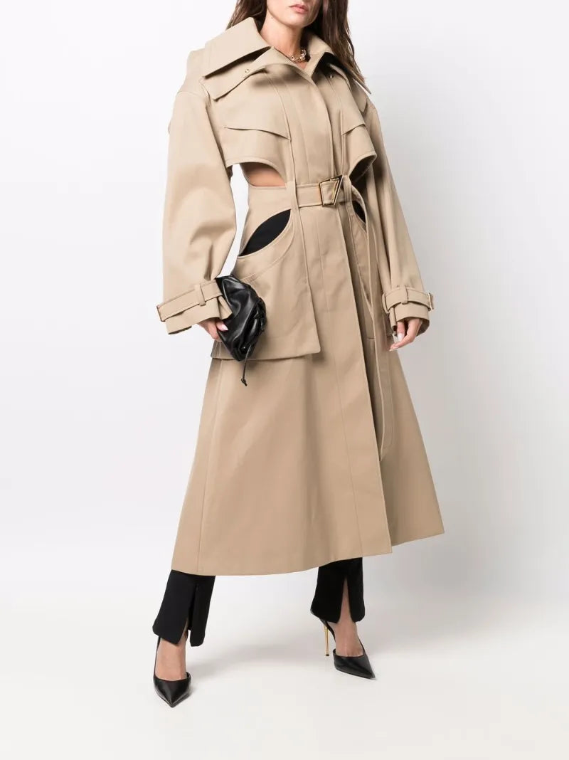 Mugler Cutout Trench Worn By Model