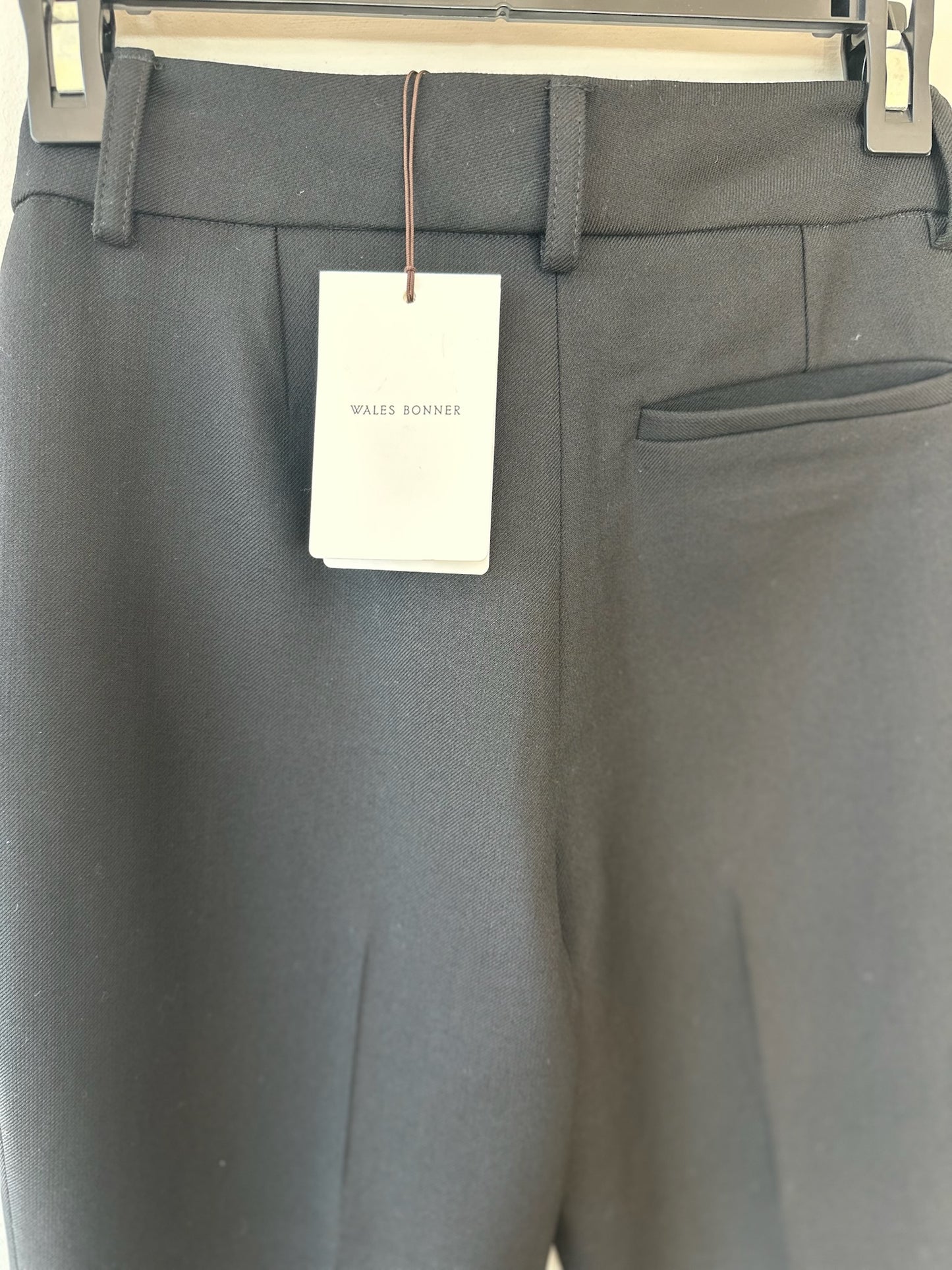 Wales Bonner Harmony Black Fringe Pants Tag and Pocket