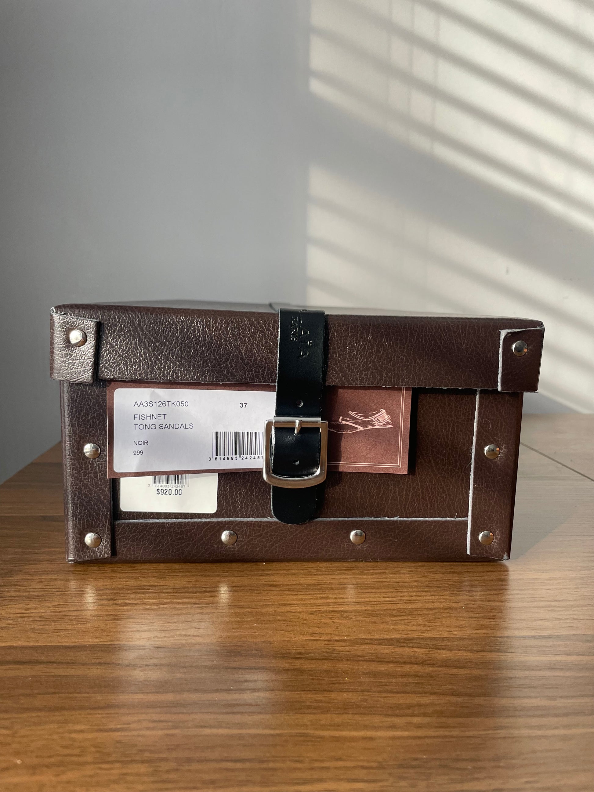 Alaia black mesh thong flat sandals box