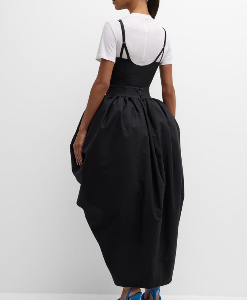Christopher John Rogers Black Tulip Skirt Product Shot on Model Back View