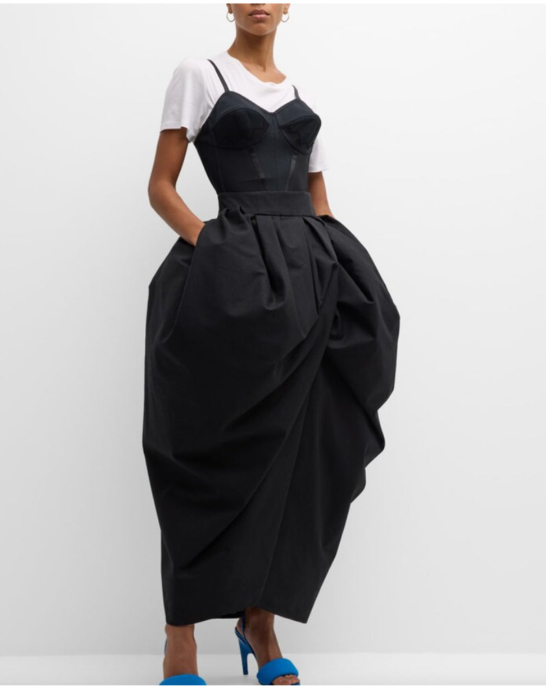 Christopher John Rogers Black Tulip Skirt Product Shot on Model