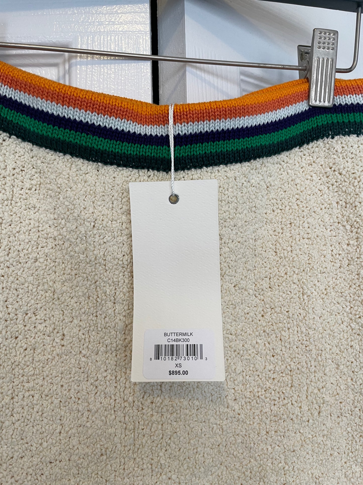 Christopher John Rogers Boucle Cream  Knit Skirt with Rainbow Trim new with tags