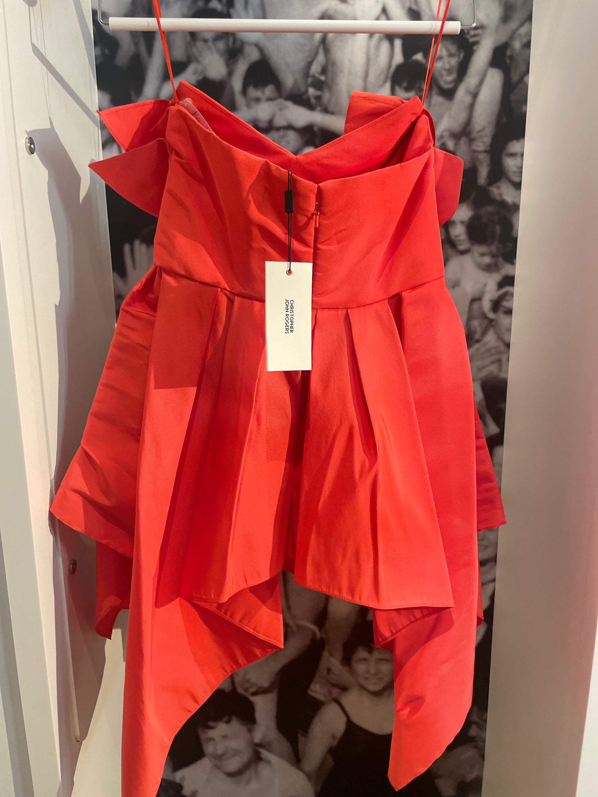 Christopher John Rogers Red Origami Style Strapless Top Back View