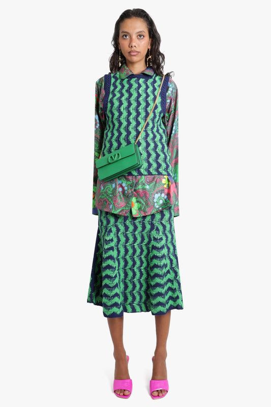 Wales Bonner Zigzag Ocean Skirt Styled on Model