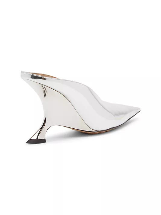 Bottega Veneta Silver Rocket Mules Product Shot Back View