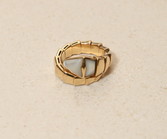 Bvlgari Serpenti 18k Mother of Pearl Viper Ring Product Shot