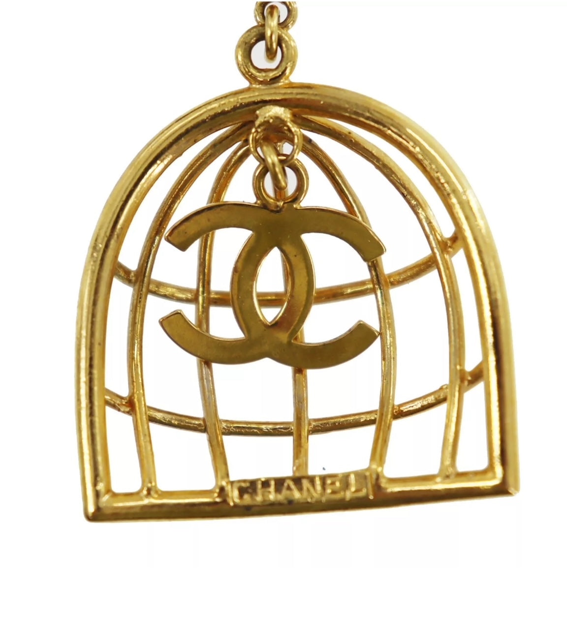CHANEL vintage birdcage earrings back view closeup