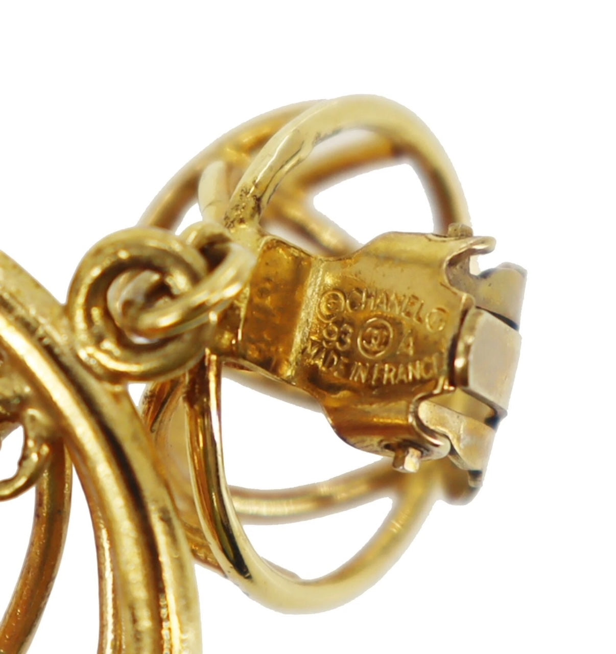 CHANEL vintage birdcage earrings product info closeup