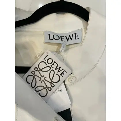 Loewe Asymmetric Leather Bib Panelled Shirtdress Zoom on Tags