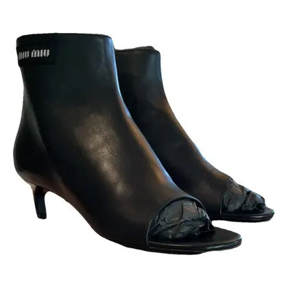 Miu Miu Black Ankle Booties Peep Toe Product Shot