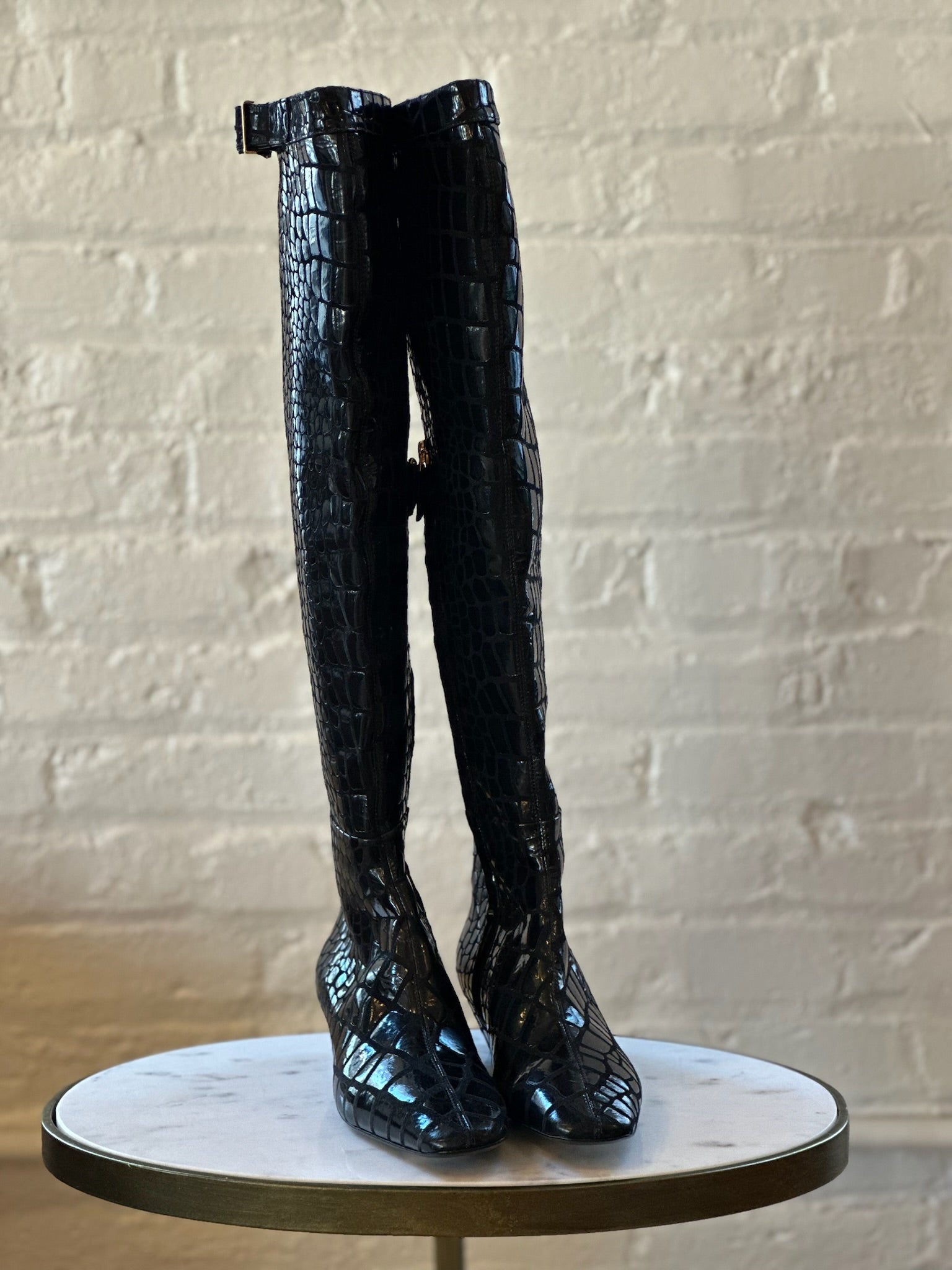Tom Ford Black Croc Boots Front View