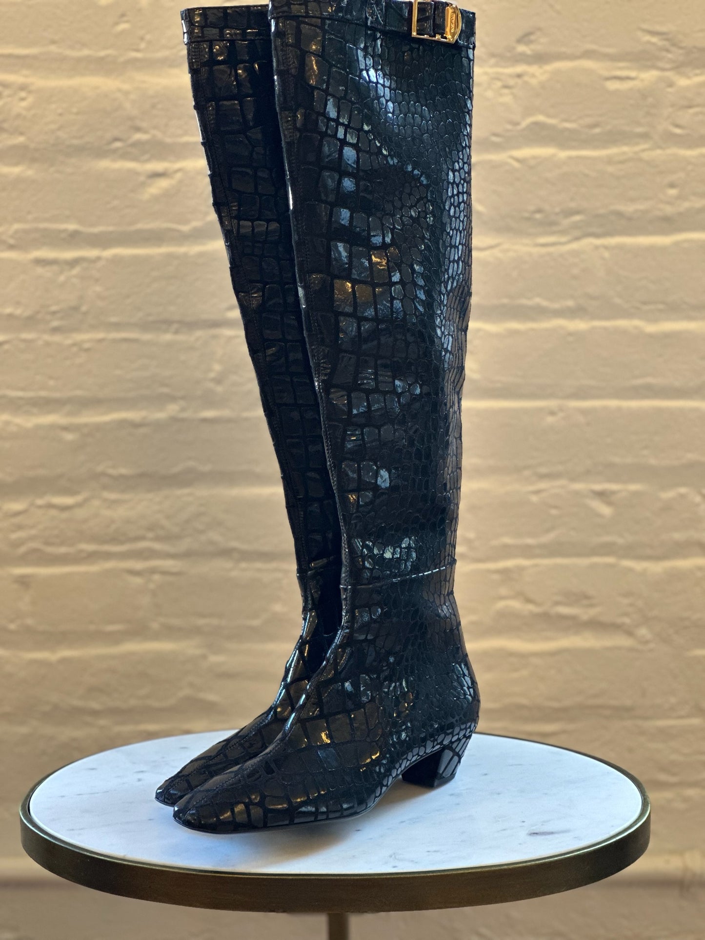 Tom Ford Black Croc Boots Side View