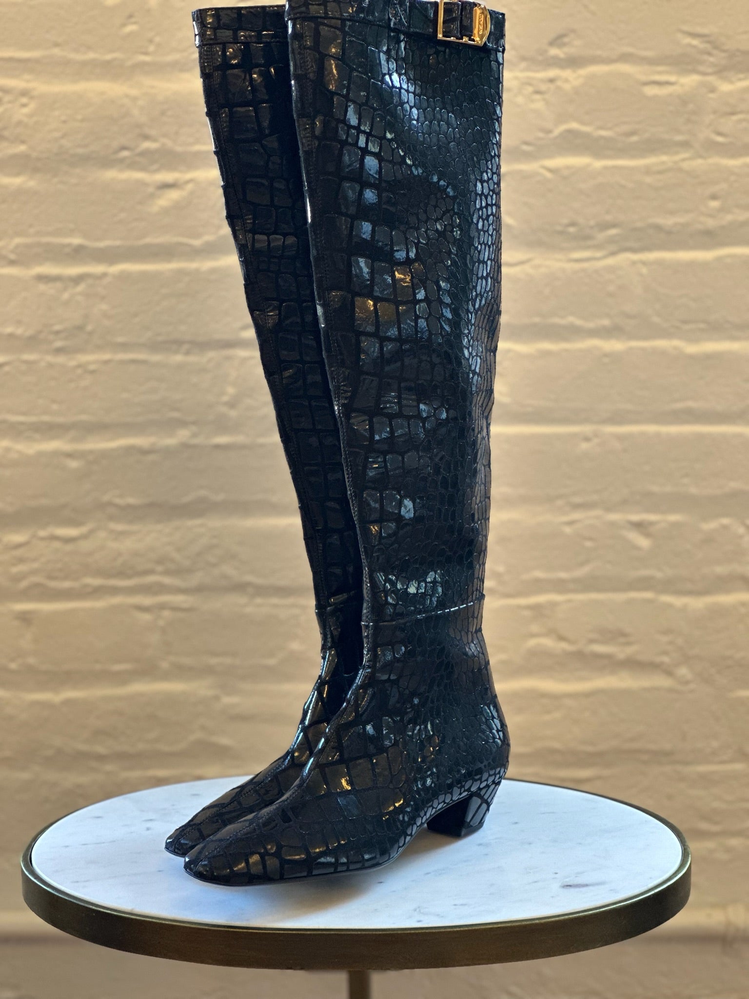 Tom Ford Black Croc Boots Side View