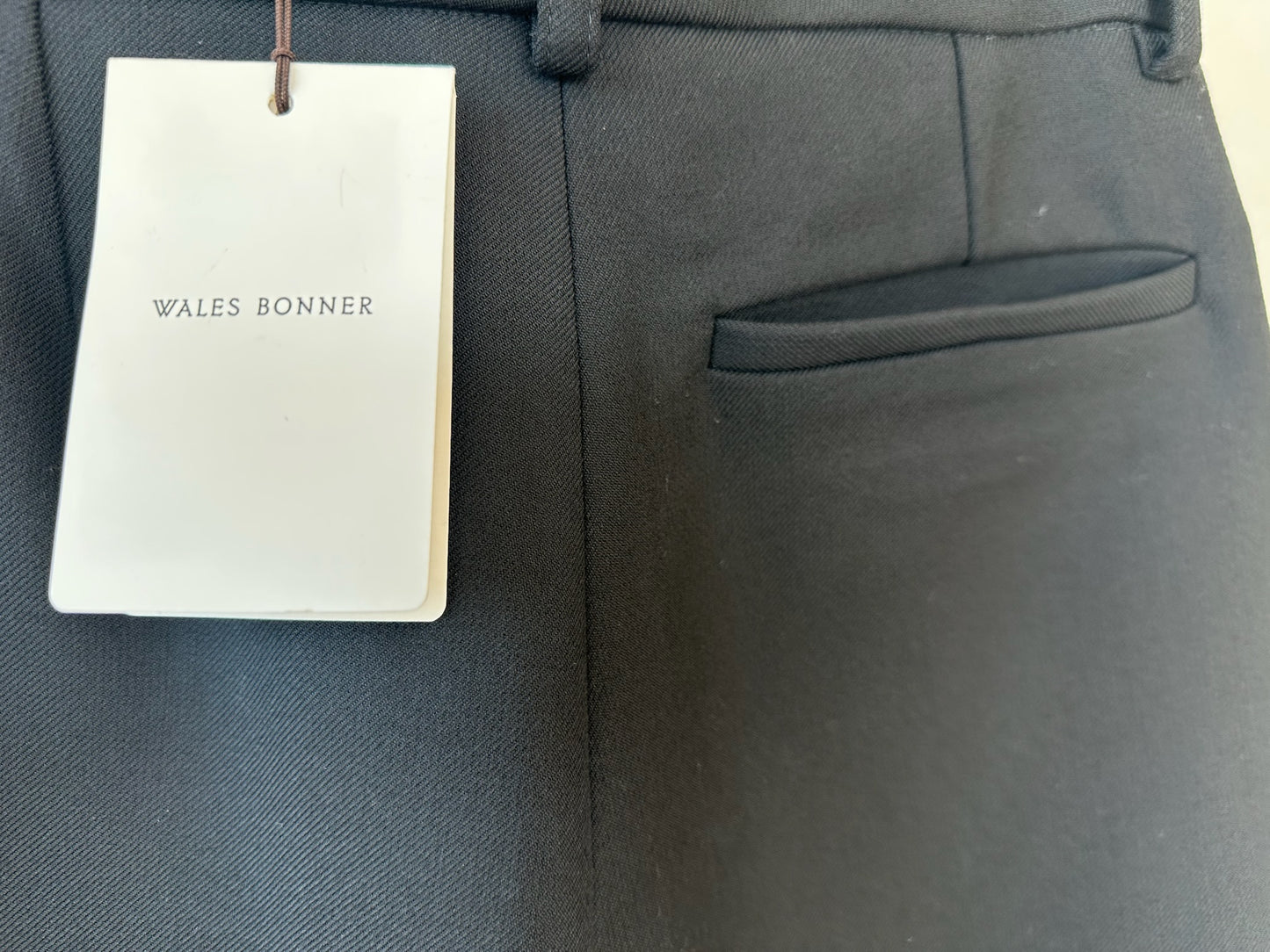 Wales Bonner Harmony Black Fringe Pants Tag