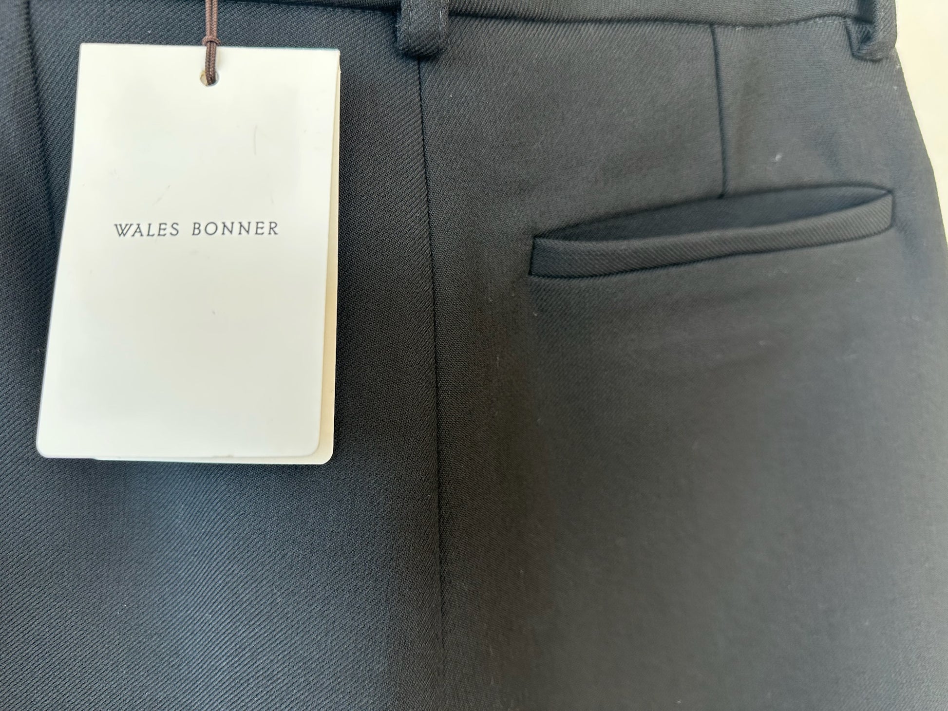 Wales Bonner Harmony Black Fringe Pants Tag